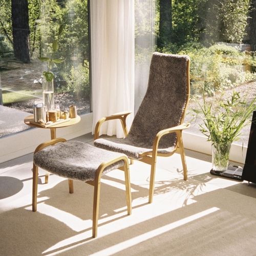 Fauteuil design scandinave - LAMINO - Swedese Möbler - en cuir / en tissu / en peau de mouton