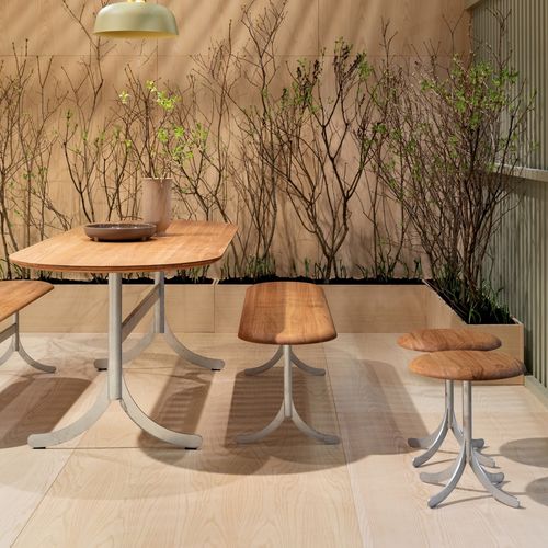 Banc contemporain - ATLAS - Swedese Möbler - en chêne / en acier galvanisé / pour restaurant