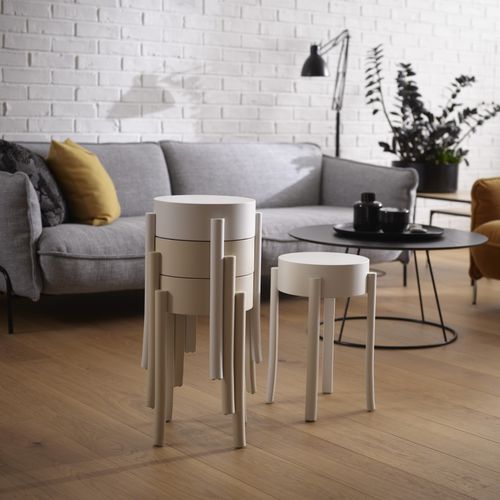 Tabouret design scandinave - AVAVICK - Swedese Möbler - en hêtre / empilable / blanc