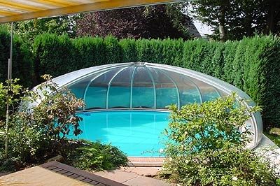 Abri de piscine haut - RUND - VÖROKA - télescopique / en aluminium / avec actionnement manuel