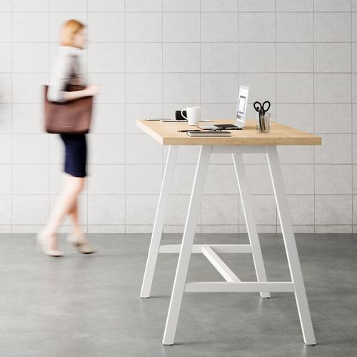 Table mange-debout contemporaine - HIGH COHESION - Buronomic - en chêne / avec piètement en bois / rectangulaire