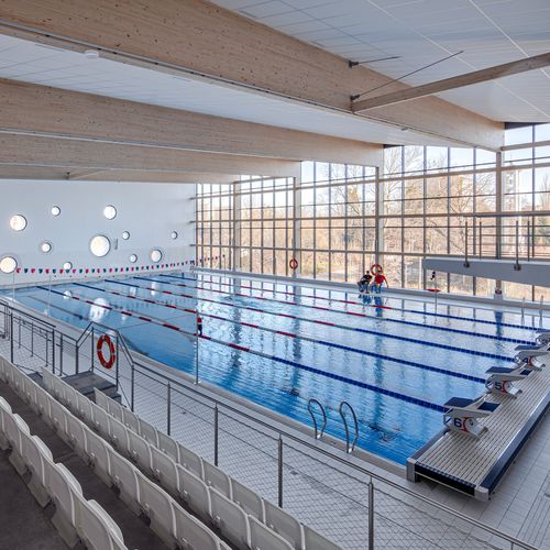 Piscine de compétition couverte - Myrtha Pools - pour activité sportive / publique / en acier inoxydable