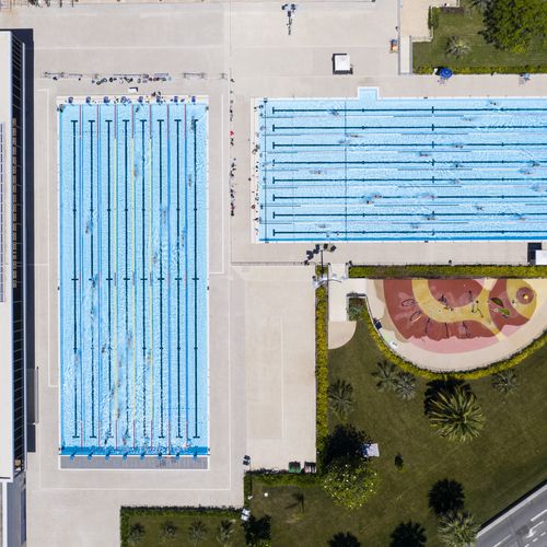 Piscine de compétition d'extérieur - Myrtha Pools - pour activité sportive / publique / en acier inoxydable