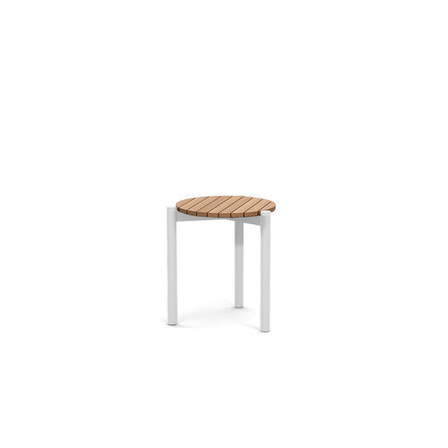 Table d'appoint contemporaine - LOBSTER - Atmosphera - en teck / avec piètement en aluminium / ronde