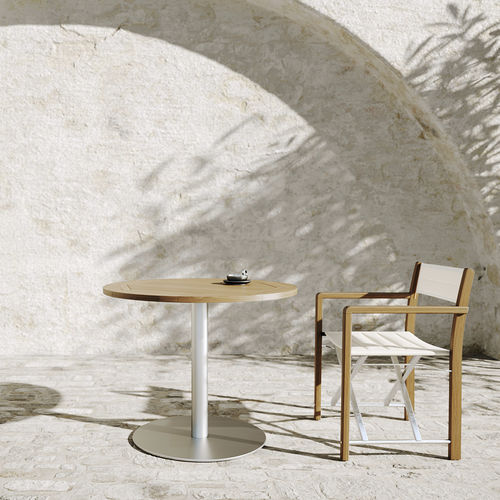 Table contemporaine - TREND T - Atmosphera - en teck / en HPL / avec piètement en acier