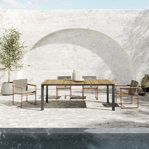 Table contemporaine - MAGIC - Atmosphera - en teck / avec piètement en aluminium / rectangulaire
