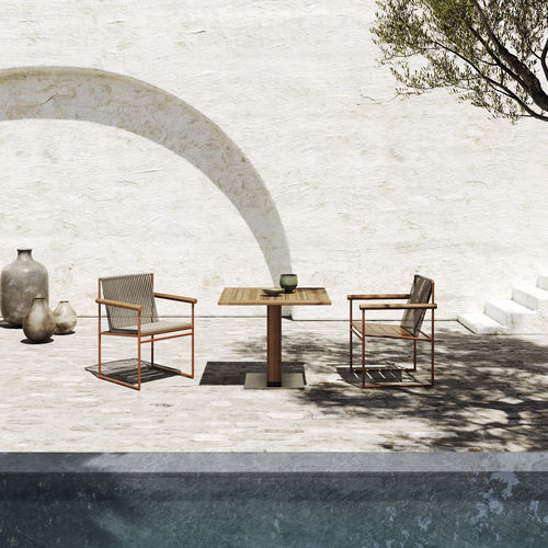 Pied de table en acier - DESERT - Atmosphera - en teck / contemporain / à base carrée