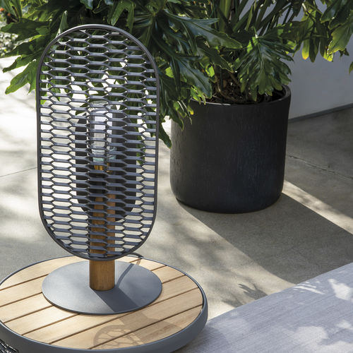 Lampe de table - TALK - Atmosphera - en aluminium / en teck / contemporaine