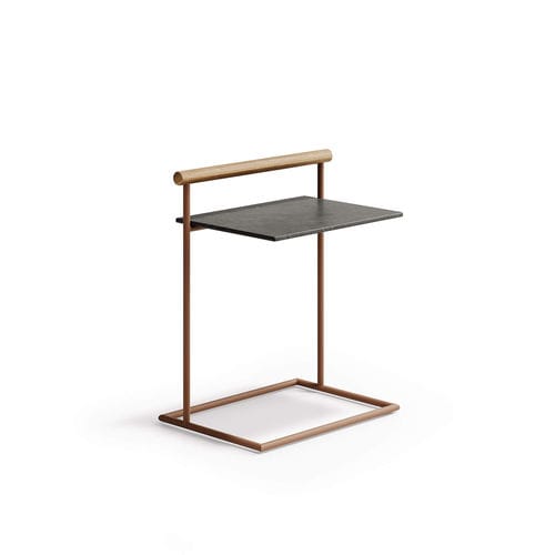 Table d'appoint design minimaliste - Pipe - Atmosphera - en teck / en grès / avec piètement en aluminium