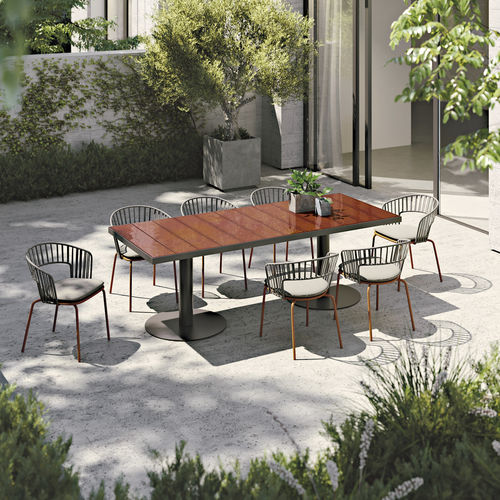 Table design - Pantagruel 250 - Atmosphera - en pierre de lave / avec piètement en métal / rectangulaire