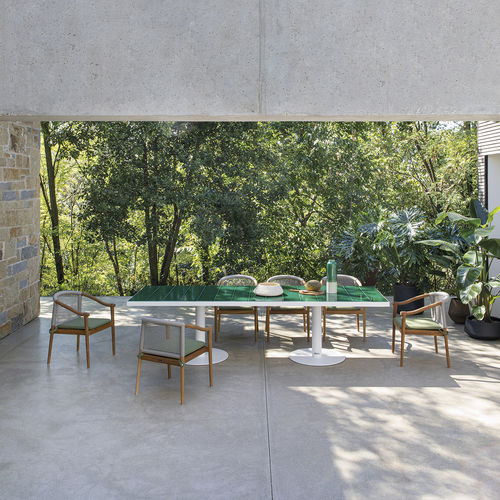 Table design - Pantagruel 300 - Atmosphera - en pierre de lave / avec piètement en métal / rectangulaire