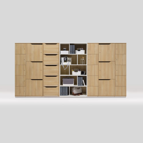 Armoire de classement haute - WINEA MAXX - WINI Büromöbel Georg Schmidt GmbH & Co. KG - en placage de bois / avec porte battante / à tiroirs