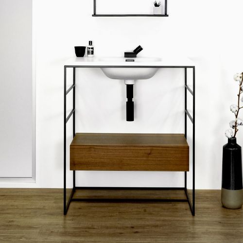 Console pour lavabo en acier inoxydable - CONSOLE - WETSTYLE - en bois / en noyer