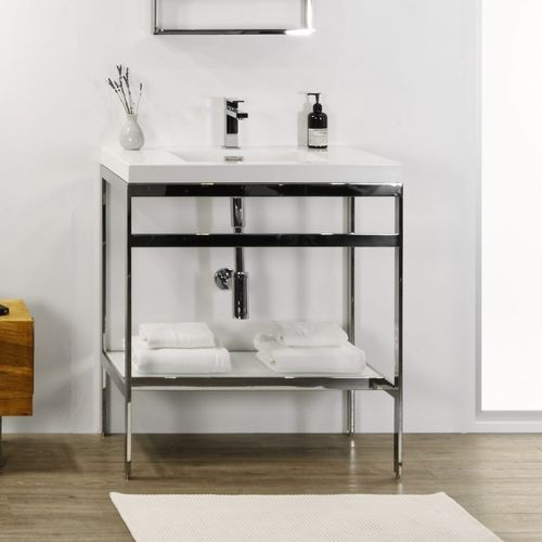 Console pour lavabo en acier inoxydable - CONSOLE METRO - WETSTYLE - en verre