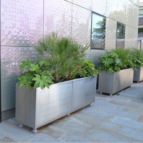 Jardinière en acier inoxydable - GRETTON - Street Design - en aluminium / rectangulaire / modulable