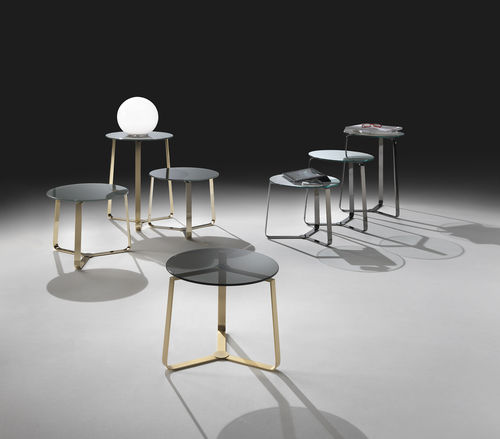 Table d'appoint contemporaine - BASKET - ORSENIGO - en verre trempé / en marbre / avec piètement en acier