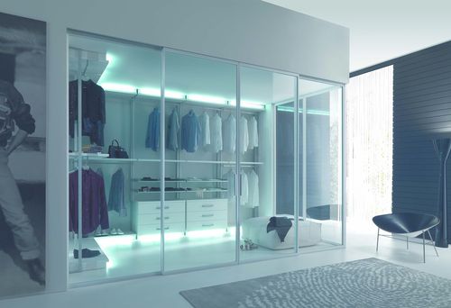Dressing contemporain - TWIN - Res Italia - en bois / à portes coulissantes