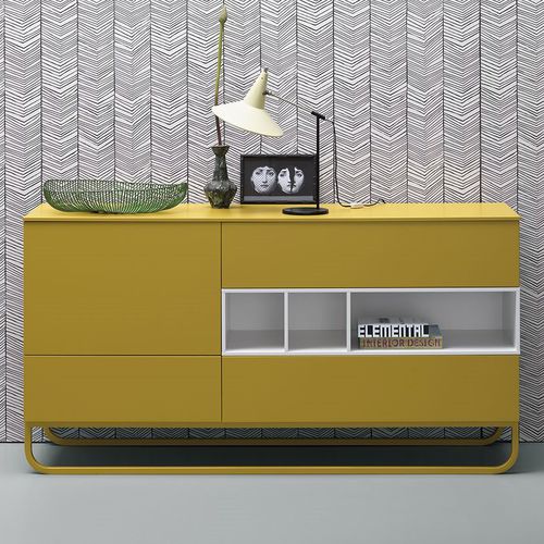 Buffet contemporain - CONCILIO - md house - en bois laqué / jaune