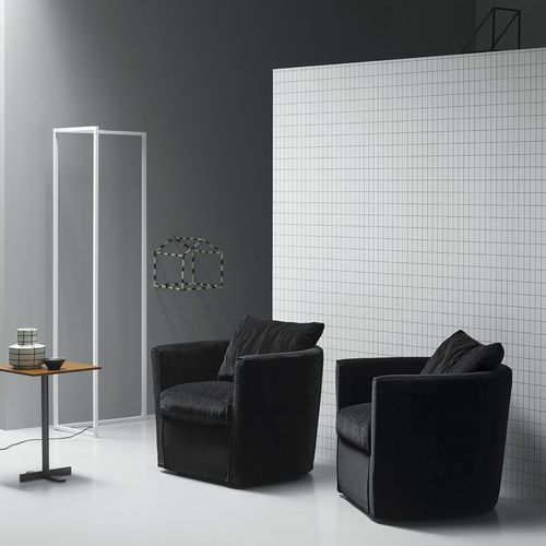 Fauteuil contemporain - MIA - md house - en velours / en cuir / noir