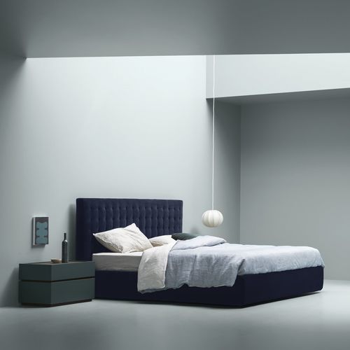 Lit double - LINE - md house - contemporain / tapissé / avec tête de lit