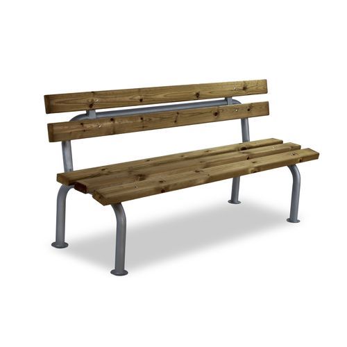 Banc public contemporain - GARDENIA - Calzolari - en acier galvanisé / en pin / avec dossier