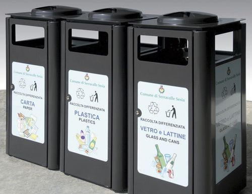 Poubelle publique - SQUARE - Calzolari - de tri sélectif / en acier / en aluminium
