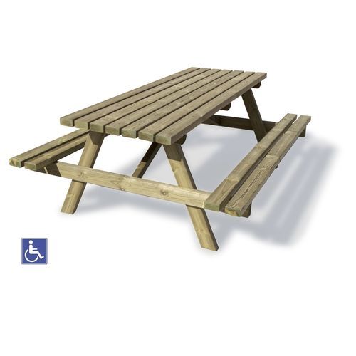 Table de pique-nique avec banc intégré - Calzolari - contemporaine / en pin / avec piètement en pin