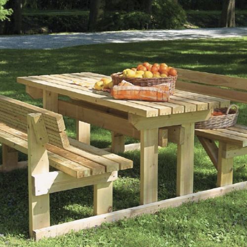 Table de pique-nique de jardin - SET WOOD - Calzolari - contemporaine / en pin / avec piètement en pin