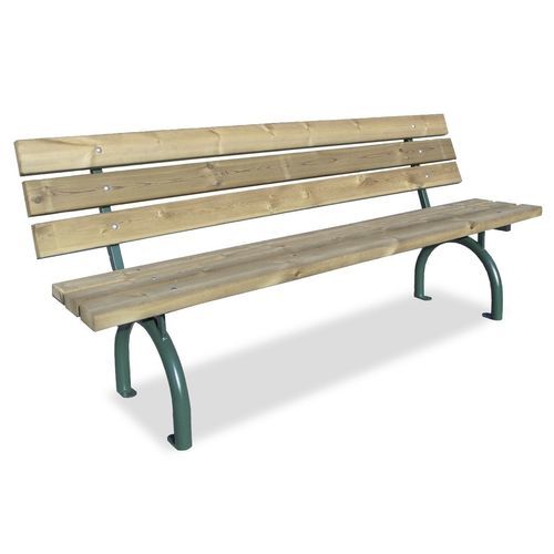 Banc public contemporain - ARIES WOOD - Calzolari - en acier à revêtement par poudre / en bois / avec dossier
