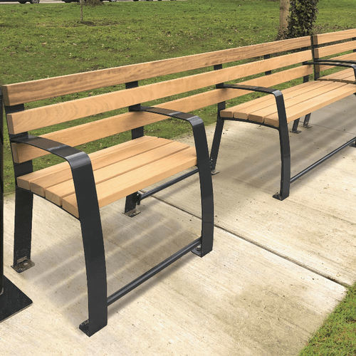 Banc public contemporain - ARGO - INCLUSIVE VERSION - Calzolari - en acier à revêtement par poudre / avec dossier / avec accoudoirs