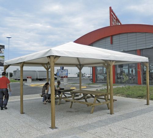 Gazebo en pin - Calzolari - en acier galvanisé / toit en bardeaux / toit en PVC