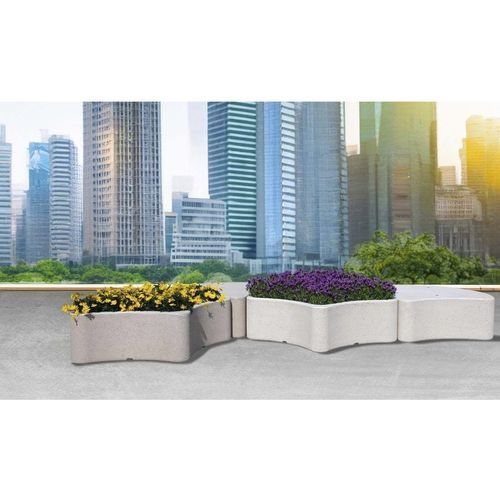 Banc contemporain - GINKO - Calzolari - en béton / en pierre reconstituée / modulaire
