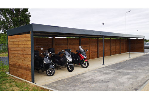 Abri moto couverture en polycarbonate - Medium - ALOES RED - en acier / en bois / pour espace public