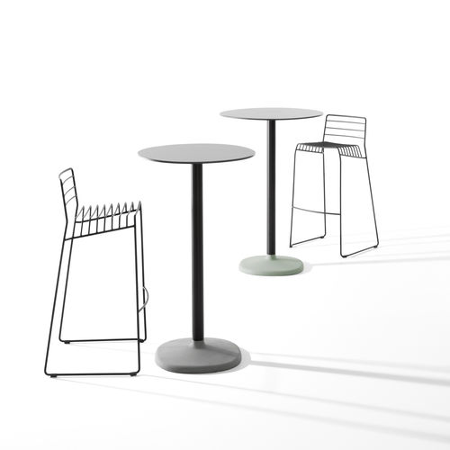 Table mange-debout contemporaine - FONDA - B-LINE - en stratifié / avec piètement en métal / avec piètement en béton
