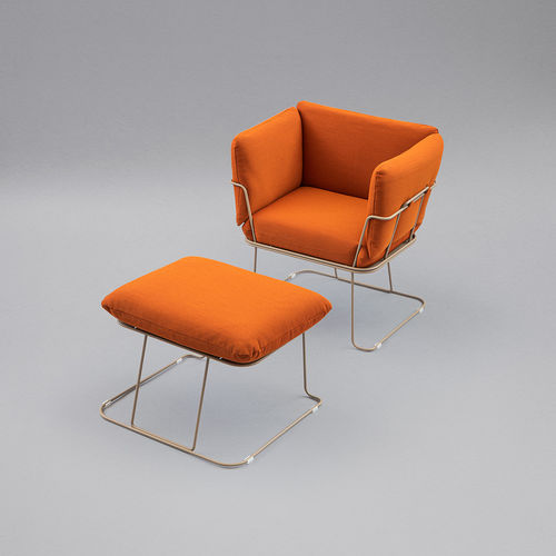 Repose-pied contemporain - MERANO - B-LINE - en tissu / en acier / en peau de vache