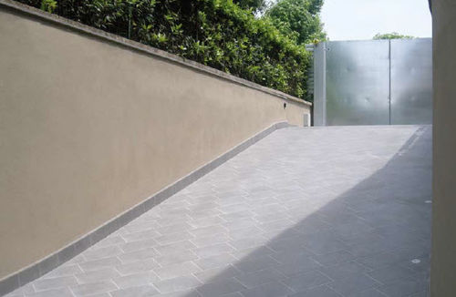 Carrelage en pierre reconstituée - COMPACT : BLACK - La Pietra Compattata - mat / d'extérieur / pour sol