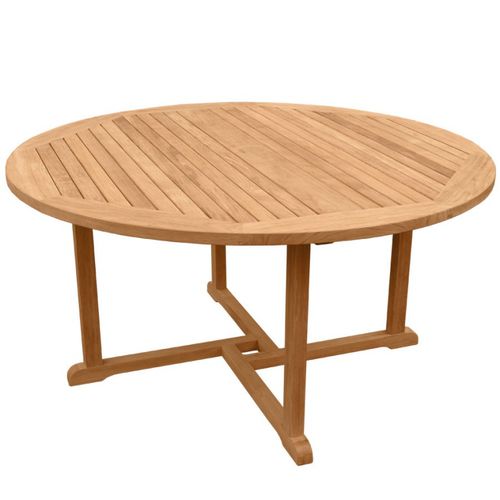 Table contemporaine - BALTIMORE : PY 150 - La Hutte - en teck / avec piètement en teck / ronde
