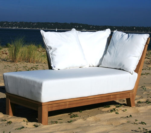 Méridienne contemporaine - FLORIDA - La Hutte - en Sunbrella® / en teck / de jardin