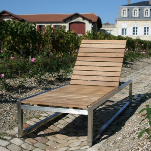 Bain de soleil contemporain - BOSTON : BOS 86 - La Hutte - en teck / en acier inoxydable / outdoor