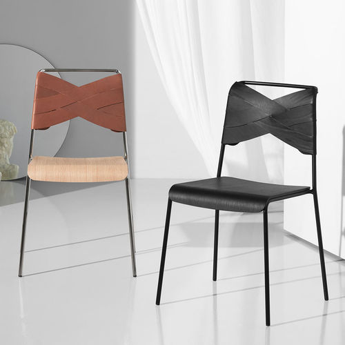 Chaise contemporaine - TORSO - DESIGN HOUSE STOCKHOLM - d'intérieur / en cuir / en placage de bois