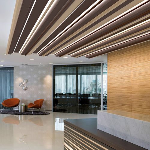 Faux-plafond en aluminium - S MULTILEVEL LINE - Atena spa - en acier / en lames / pour bureau