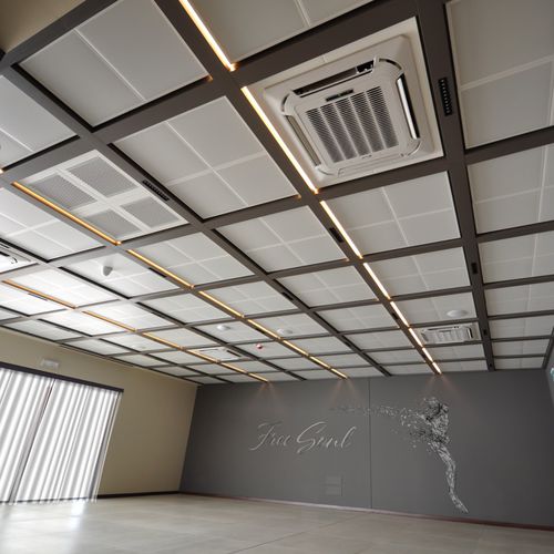 Faux-plafond en aluminium - ENIGMA SYNCRO | COFFERED - Atena spa - en acier / en panneaux / d'intérieur