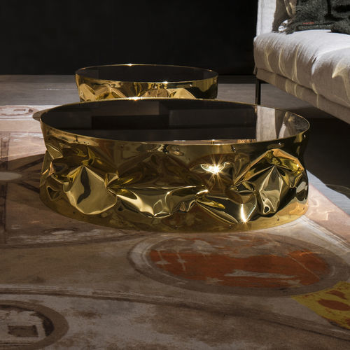 Table basse design original - TAB.ULONE - OPINION CIATTI - en cristal / avec piètement en aluminium / ronde