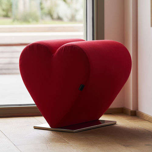 Pouf design original - LOVE - OPINION CIATTI - en tissu / en cuir / en acier inoxydable poli
