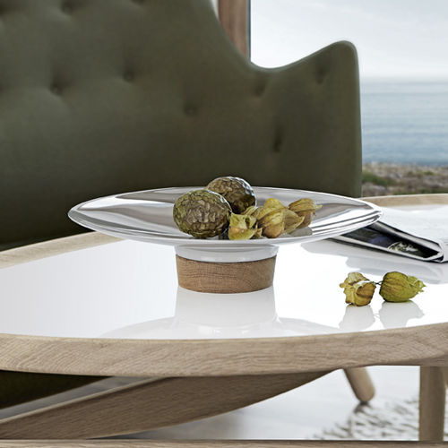Plateau de service en acier inoxydable poli - REFLECTION - STELTON - en chêne