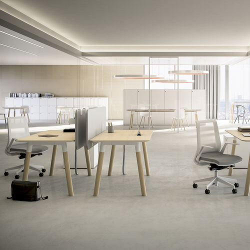 Bureau pour open space - WOODS - Fantoni - contemporain / en chêne / en hêtre
