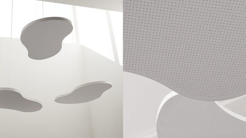 Faux-plafond en bois - CLOUDAKUSTIK - Fantoni - en polyester / en panneaux / en îlot