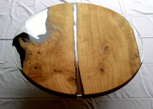 Table basse contemporaine - LUNA - ANTICO TRENTINO DI LUCIO SRL - en cerisier / en résine / avec piètement en métal