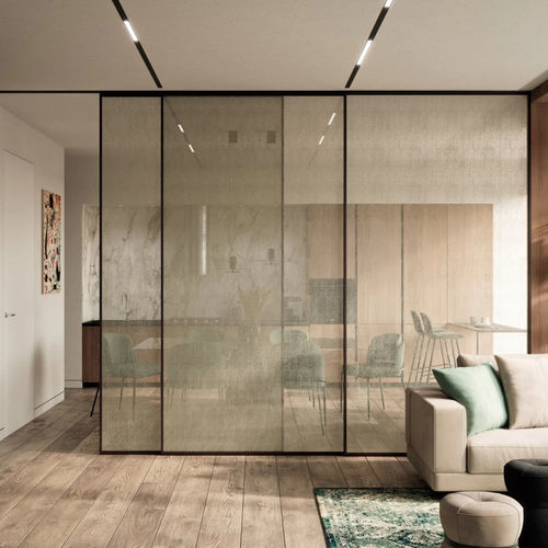 Cloison coulissante - ARIA - ANAUNIA - modulaire / mobile / vitrée