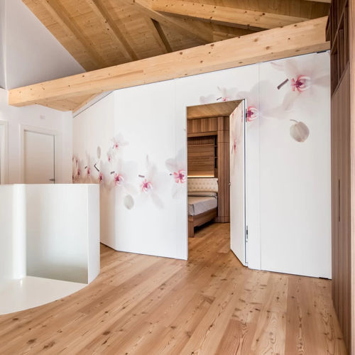 Cloison coulissante-empilable - PML - ANAUNIA - mobile / modulaire / en bois